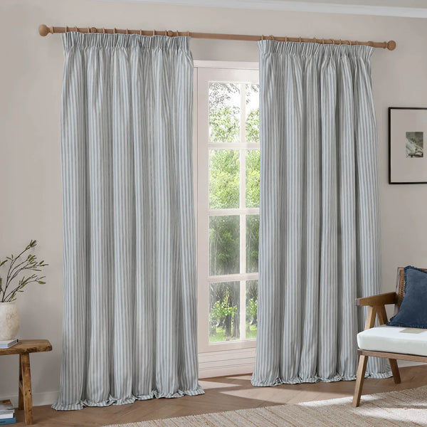 HEBDEN STRIPED 100% COTTON LINED CURTAINS MINERAL BLUE
by Yard