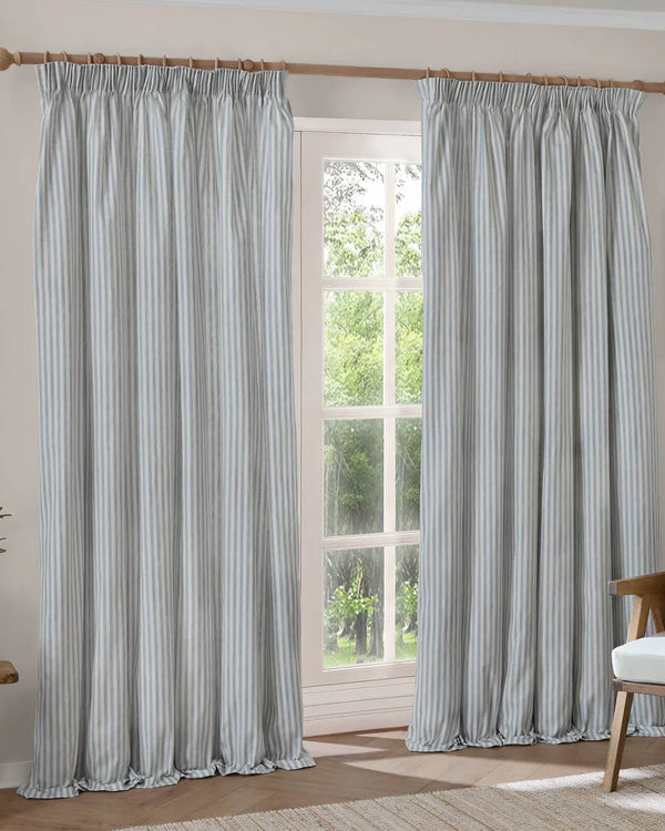 HEBDEN STRIPED 100% COTTON LINED CURTAINS MINERAL BLUE
by Yard