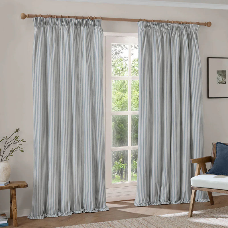 HEBDEN STRIPED 100% COTTON LINED CURTAINS MINERAL BLUE
by Yard