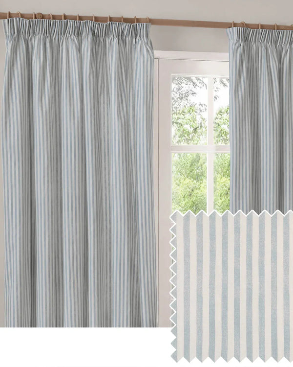HEBDEN STRIPED 100% COTTON LINED CURTAINS MINERAL BLUE
by Yard