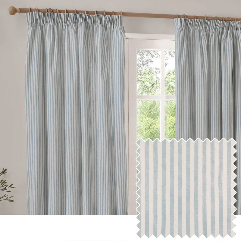 HEBDEN STRIPED 100% COTTON LINED CURTAINS MINERAL BLUE
by Yard