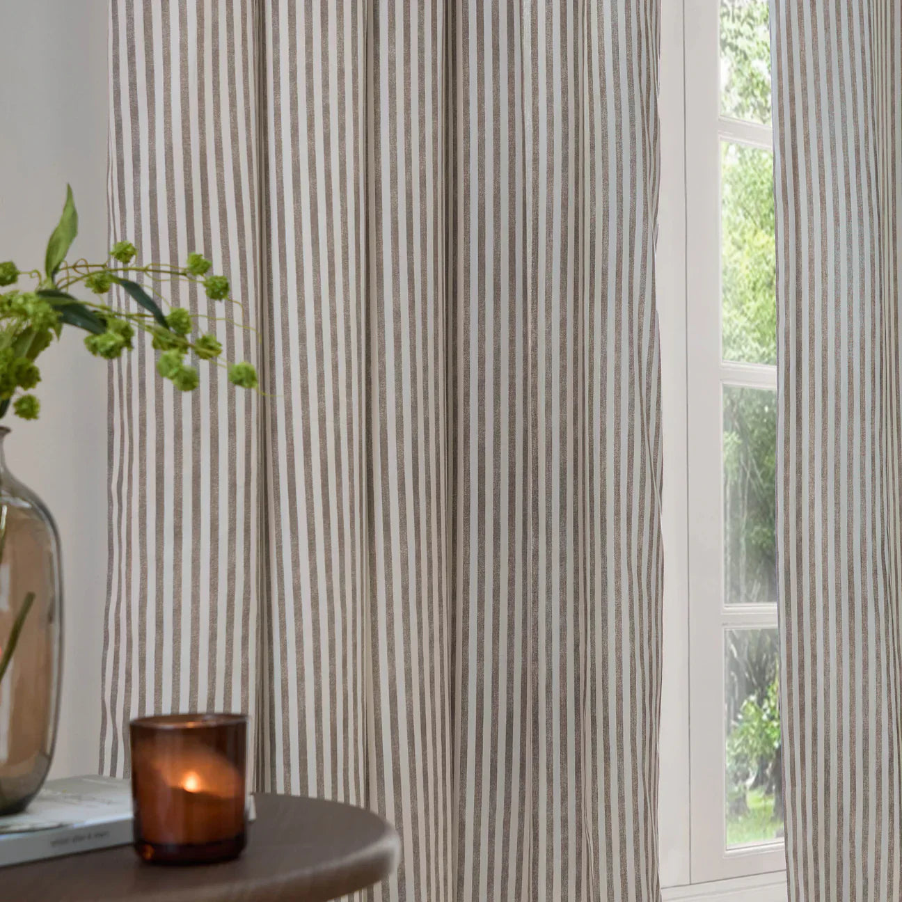 Yard (Riva Home) Curtains HEBDEN STRIPED 100% COTTON LINED CURTAINS MOLE by Yard