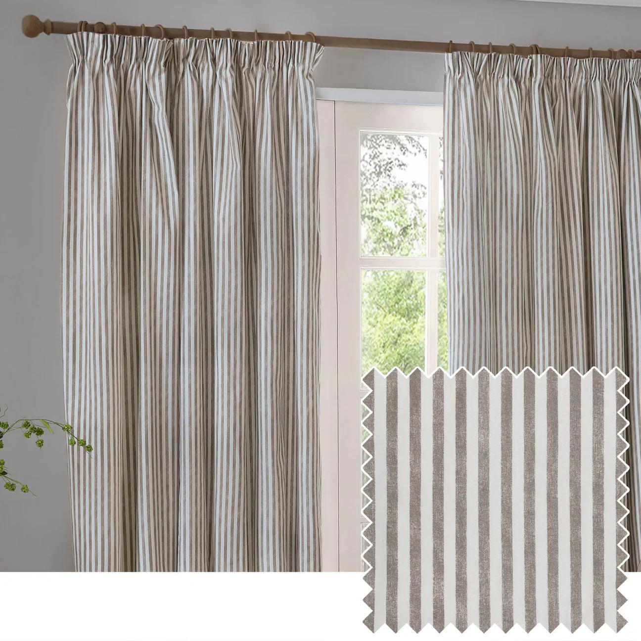 Yard (Riva Home) Curtains HEBDEN STRIPED 100% COTTON LINED CURTAINS MOLE by Yard