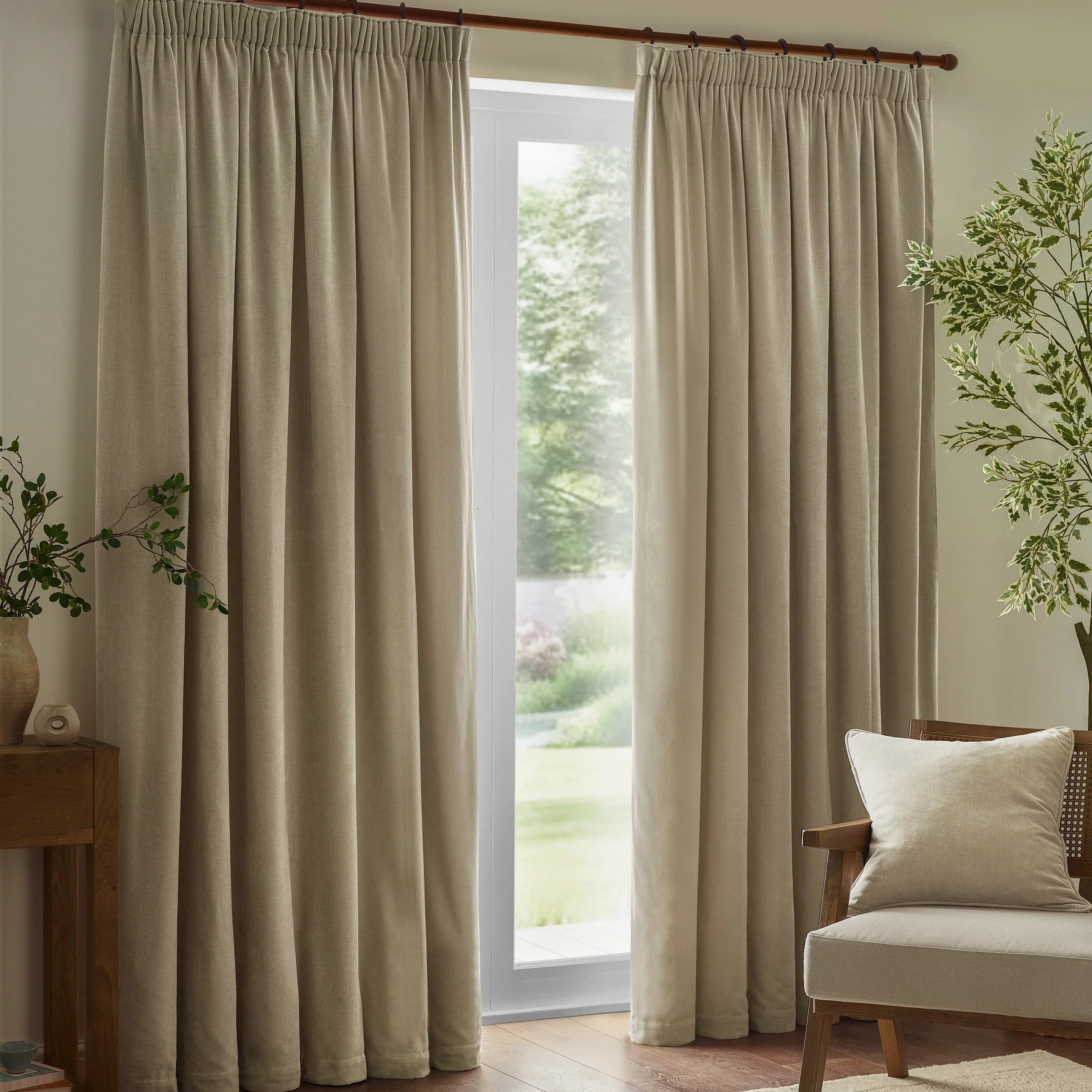 Yard (Riva Home) Curtains LINEN / Fully Lined / W 168cm x H 183cm (66" x 72") HEAVY CHENILLE PENCIL PLEAT CURTAINS (12 colours available) by Yard