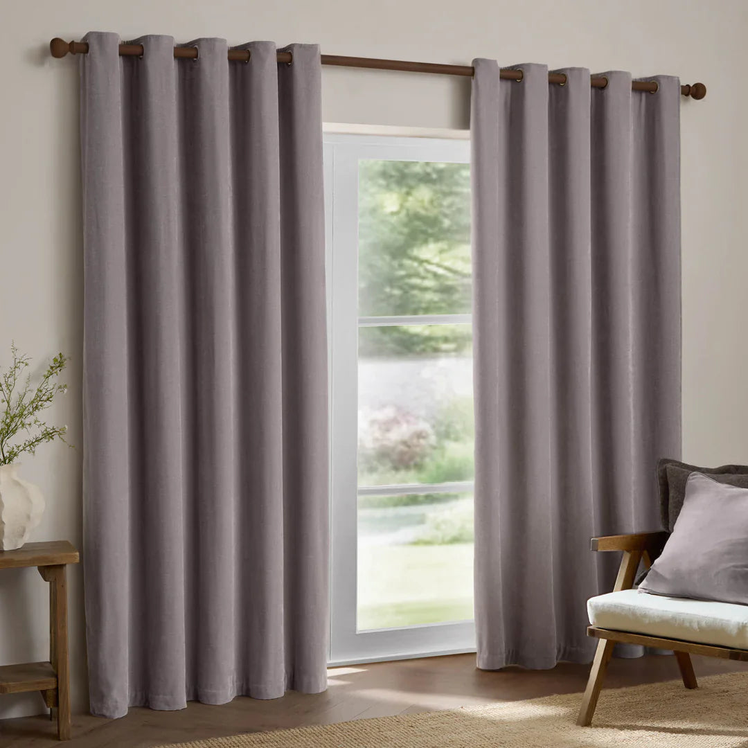 Yard (Riva Home) Curtains Mauve / Blackout Lined / W 168cm x H 183cm (66" x 72") HEAVY CHENILLE EYELET CURTAINS by Yard