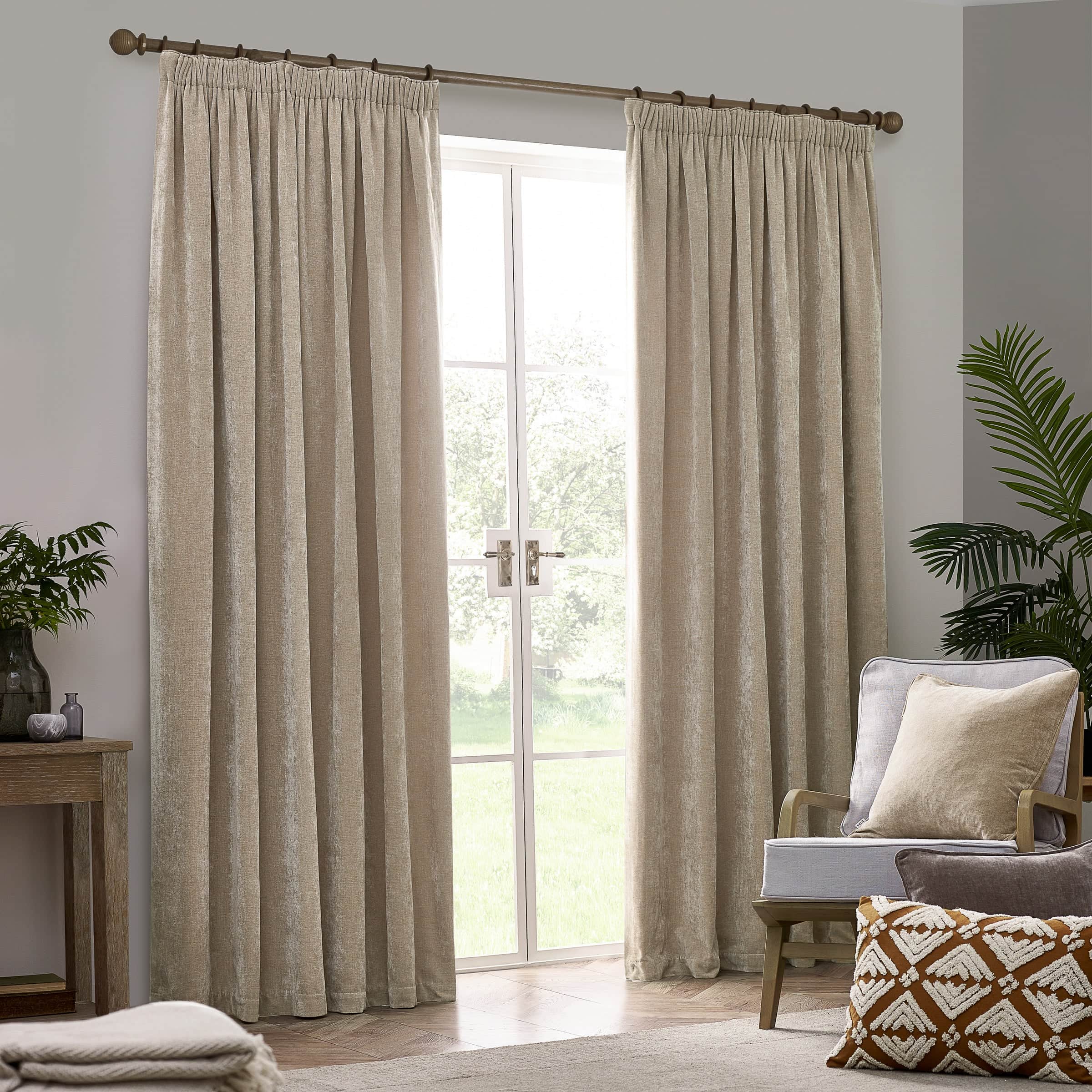 Yard (Riva Home) Curtains Natural / Fully Lined / W 168cm x H 183cm (66" x 72") HEAVY CHENILLE PENCIL PLEAT CURTAINS (12 colours available) by Yard
