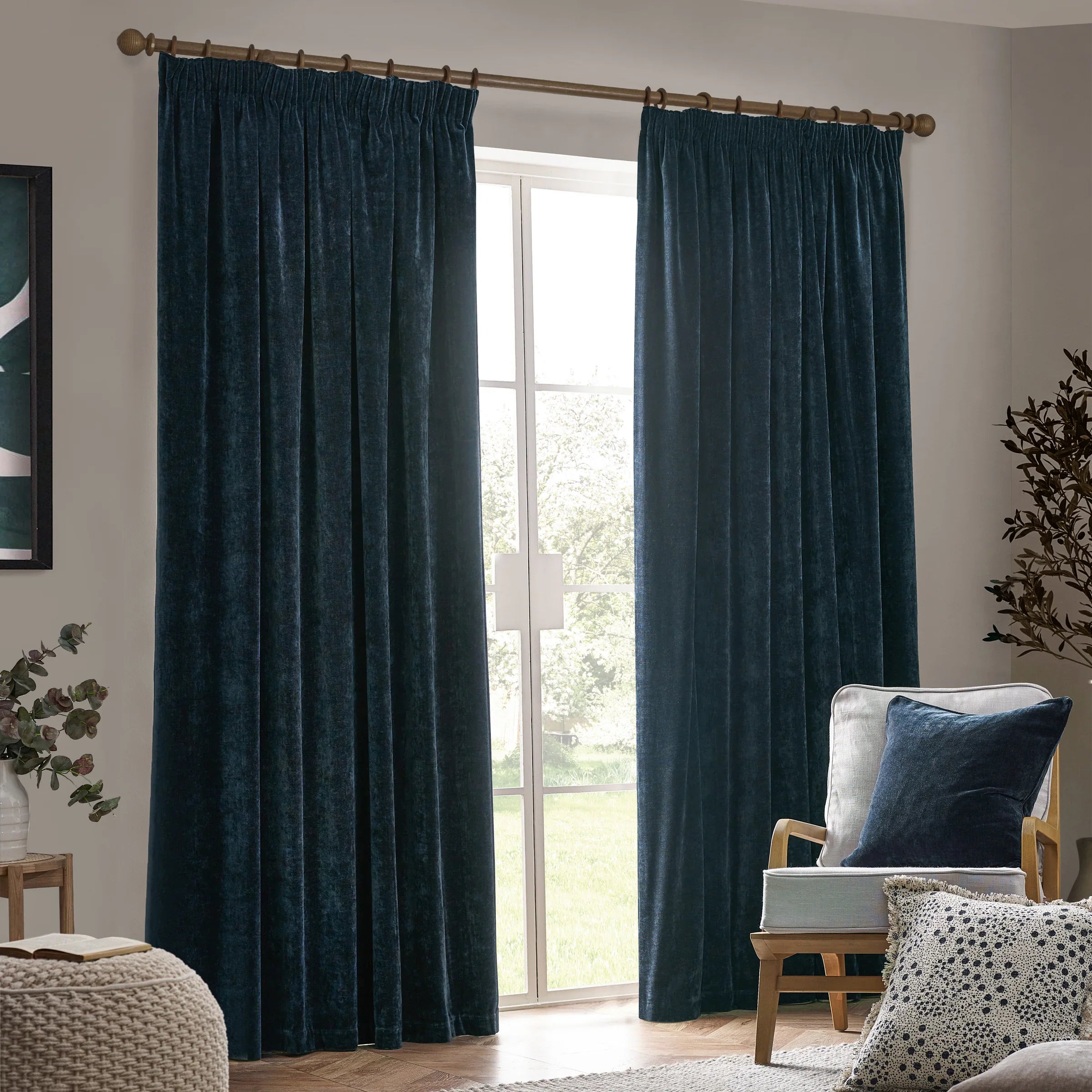 Yard (Riva Home) Curtains Navy / Fully Lined / W 168cm x H 183cm (66" x 72") HEAVY CHENILLE PENCIL PLEAT CURTAINS (12 colours available) by Yard