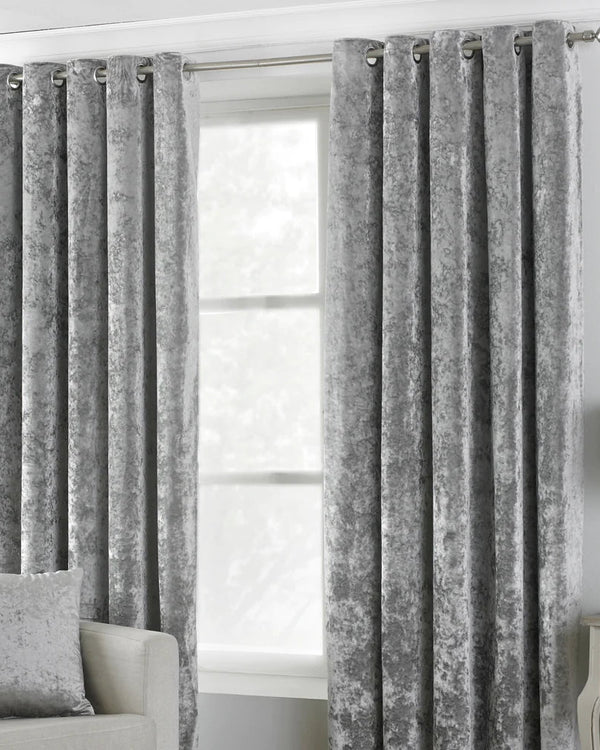 Verona Crushed Velvet Eyelet Curtains by Yard