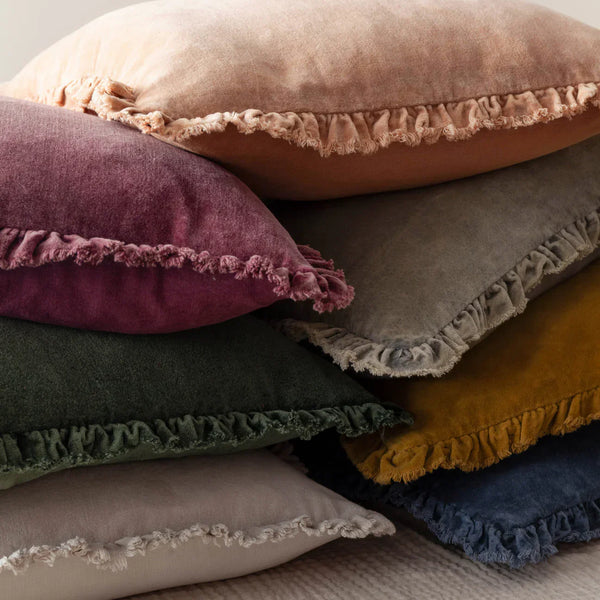 BERTIE WASHED COTTON VELVET CUSHION by Yard