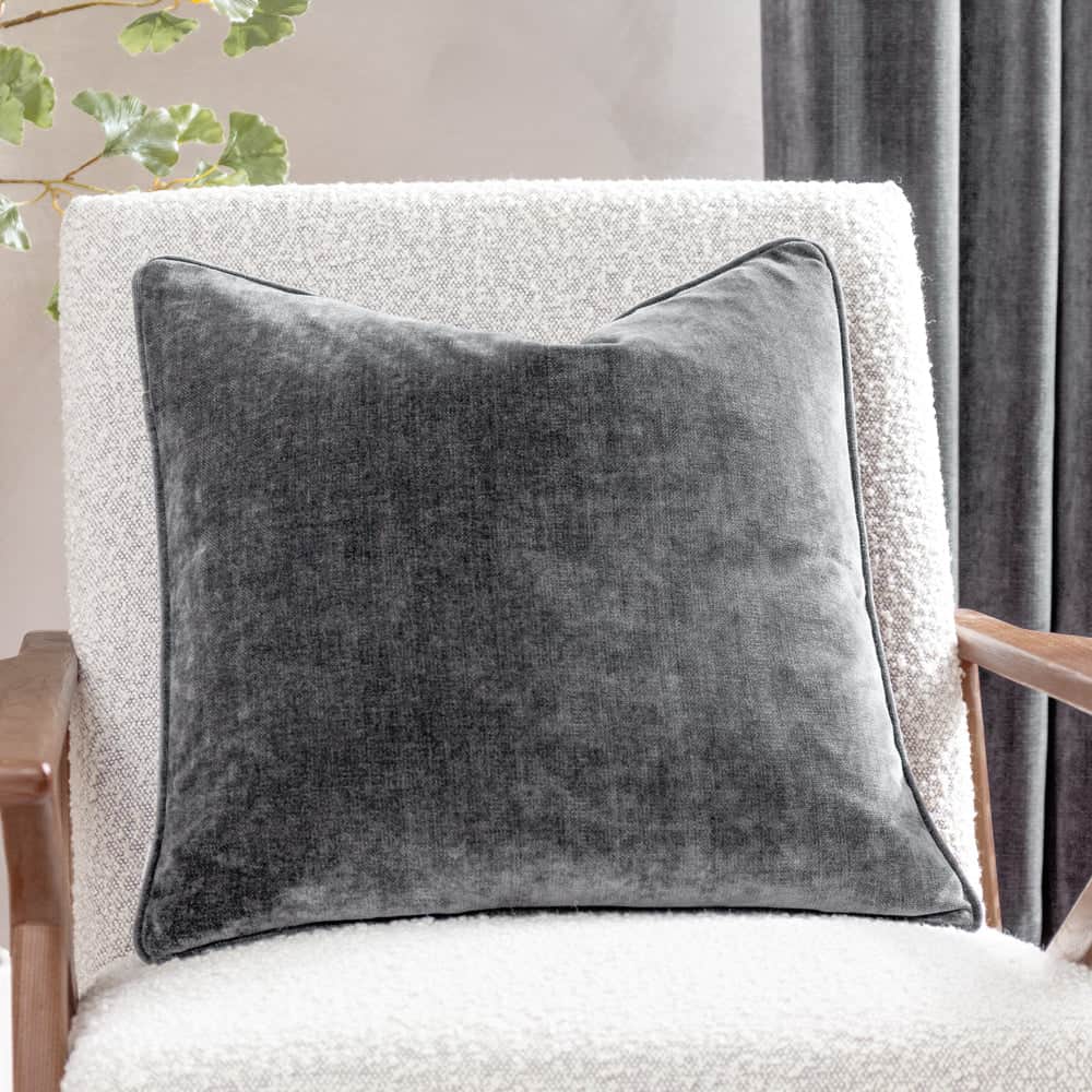 Yard (Riva Home) Cushions Charcoal HEAVY CHENILLE PIPED CUSHION (12 colours available)  by Yard