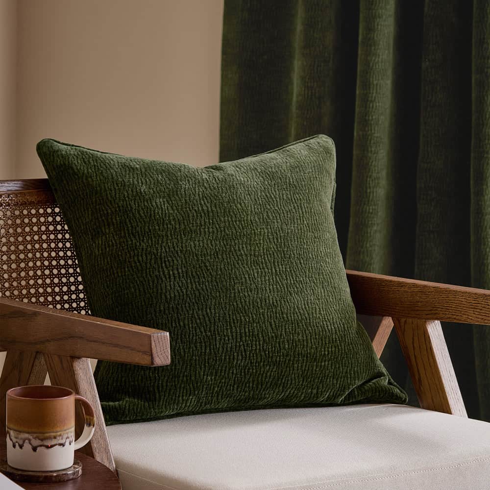 Yard (Riva Home) Cushions Olive HEATH WASHED VELVET TEXTURED CUSHION – FEATHER FILLED by Yard