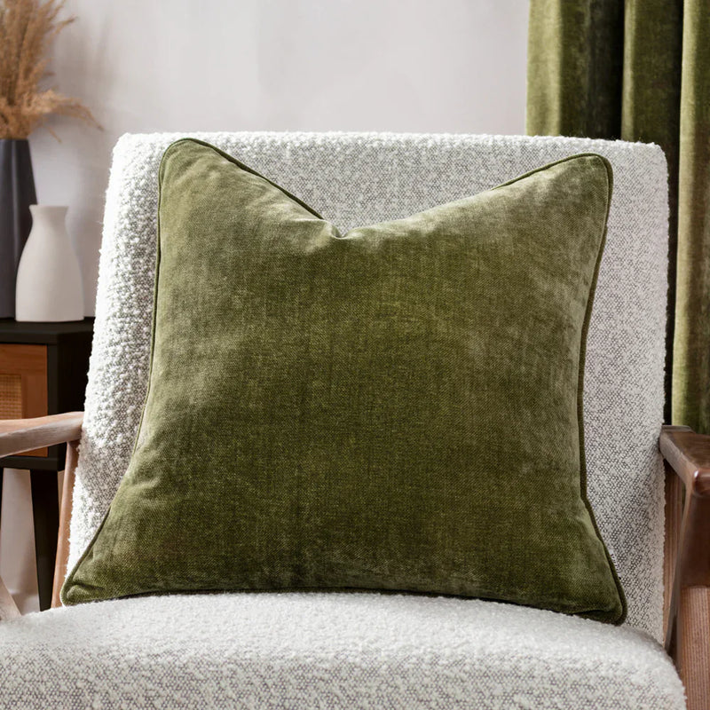 HEAVY CHENILLE PIPED CUSHION – FEATHER FILLED by Yard