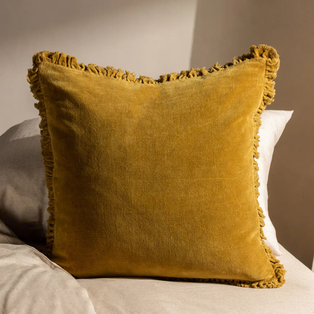 Yard (Riva Home) Cushions Saffron BERTIE WASHED COTTON VELVET CUSHION by Yard