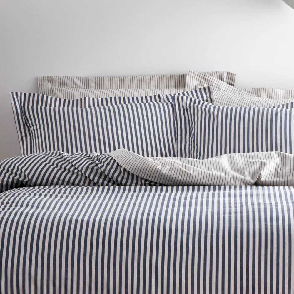 Yard (Riva Home) Duvet Cover set HEBDEN MÉLANGE STRIPE 100% COTTON DUVET COVER SET by Yard