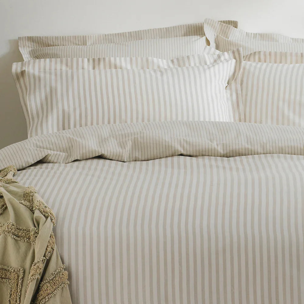 Yard (Riva Home) Duvet Cover set HEBDEN MÉLANGE STRIPE 100% COTTON DUVET COVER SET by Yard