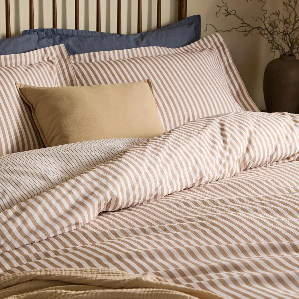 Yard (Riva Home) Duvet Cover set HEBDEN MÉLANGE STRIPE 100% COTTON DUVET COVER SET by Yard