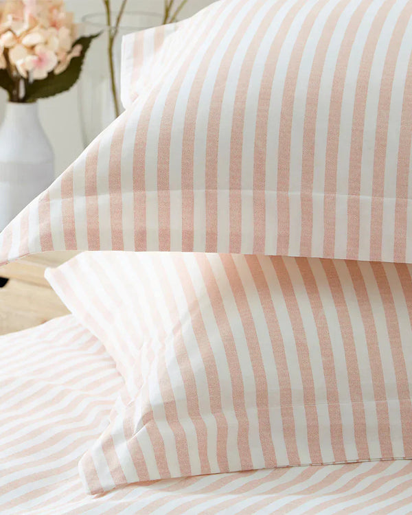 Hebden Stripe 100% Cotton Duvet Cover Set Blush by Yard