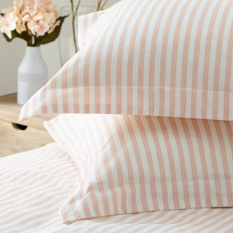 Hebden Stripe 100% Cotton Duvet Cover Set Blush by Yard