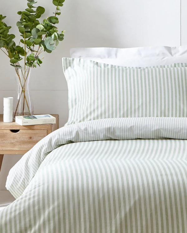 Hebden Stripe 100% Cotton Duvet Cover Set Eucalyptus by Yard