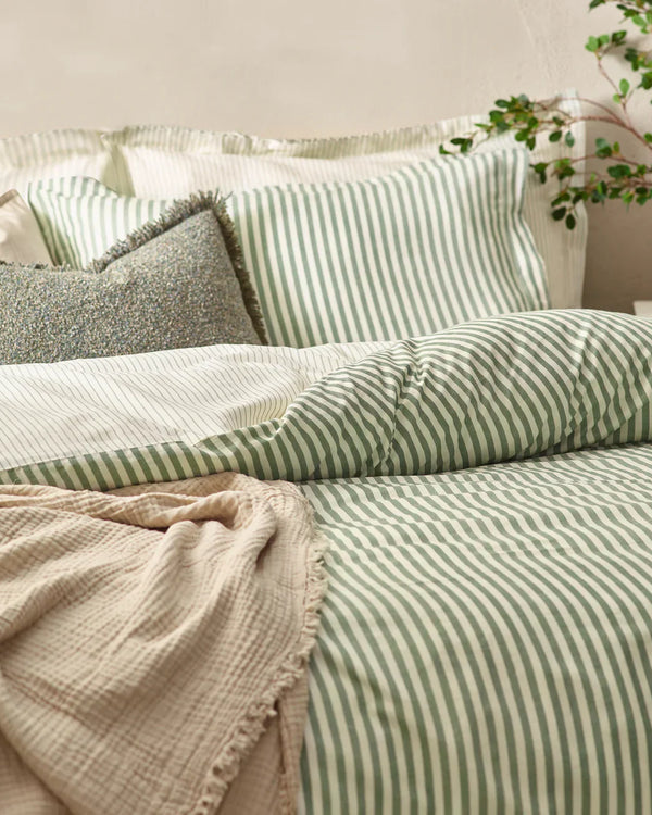 Hebden Stripe 100% Cotton Duvet Cover Set Forest by Yard