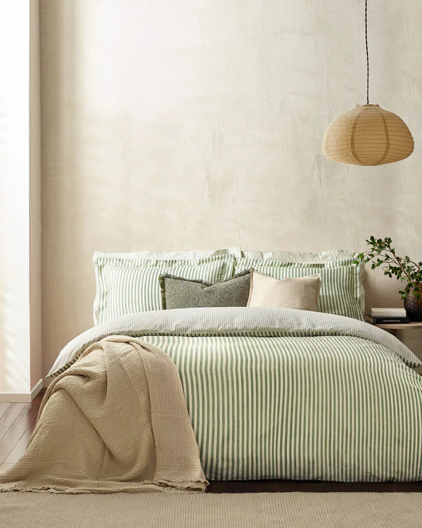 Hebden Stripe 100% Cotton Duvet Cover Set Forest by Yard