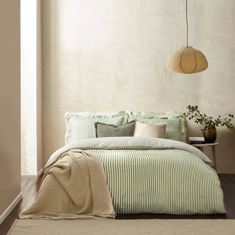 Hebden Stripe 100% Cotton Duvet Cover Set Forest by Yard
