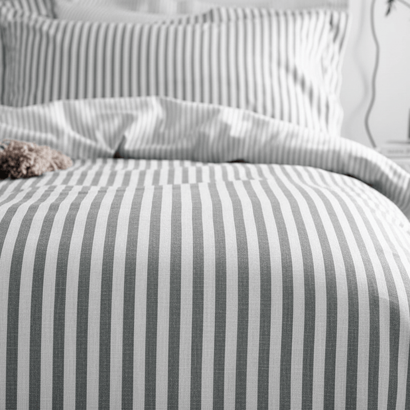 Hebden Stripe 100% Cotton Duvet Cover Set Grey  by Yard