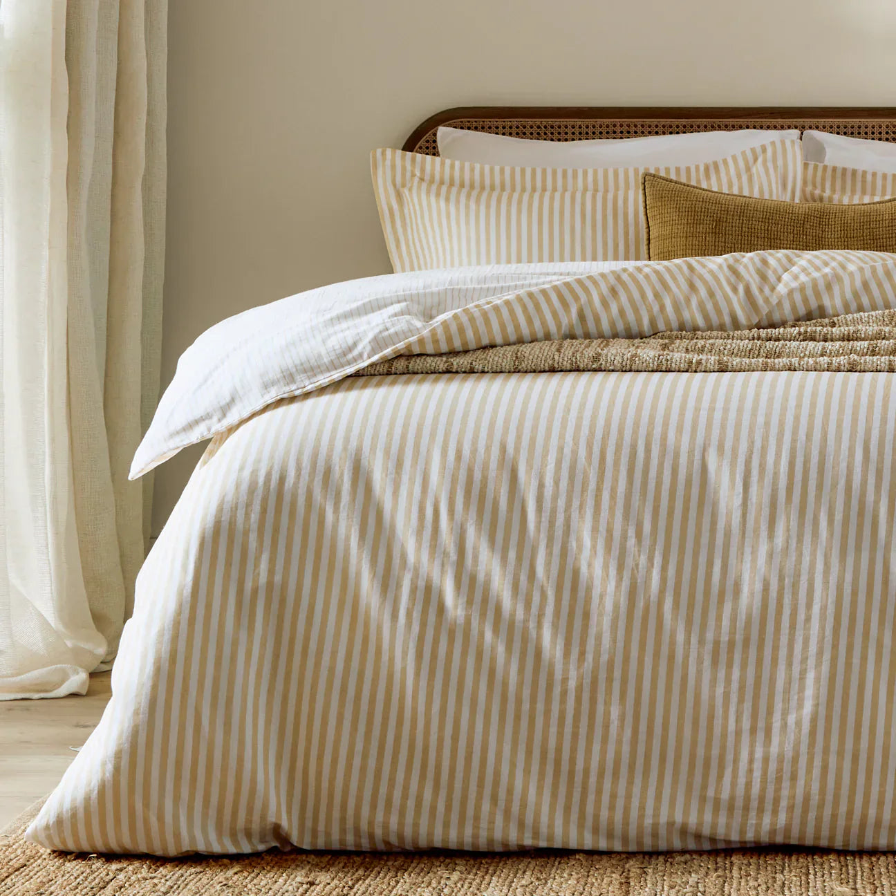 Yard (Riva Home) Duvet Cover set Hebden Stripe 100% Cotton Duvet Cover Set Honey Yellow by Yard