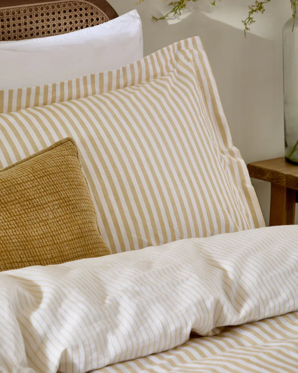 Hebden Stripe 100% Cotton Duvet Cover Set Honey Yellow by Yard