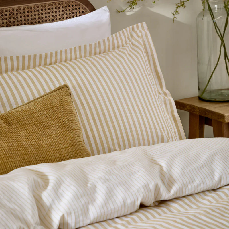 Hebden Stripe 100% Cotton Duvet Cover Set Honey Yellow by Yard