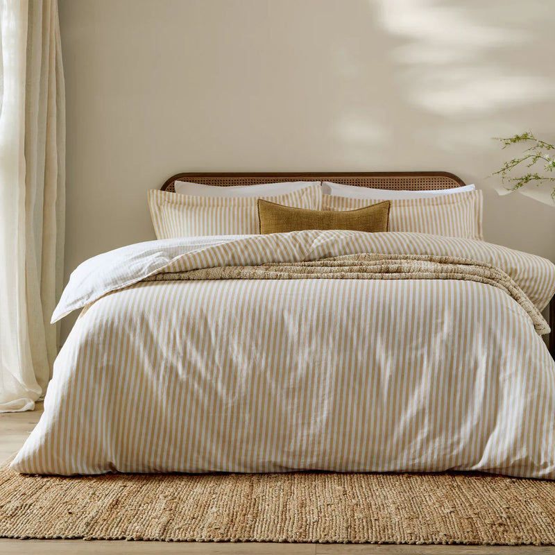 Hebden Stripe 100% Cotton Duvet Cover Set Honey Yellow by Yard