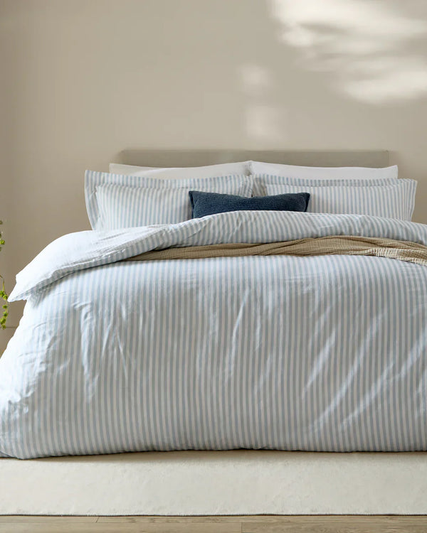Hebden Stripe 100% Cotton Duvet Cover Set Mineral Blue by Yard