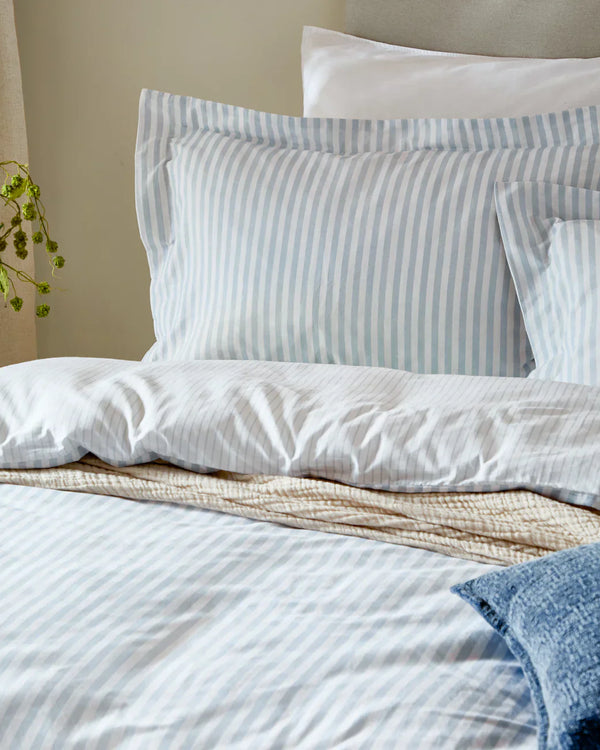Hebden Stripe 100% Cotton Duvet Cover Set Mineral Blue by Yard