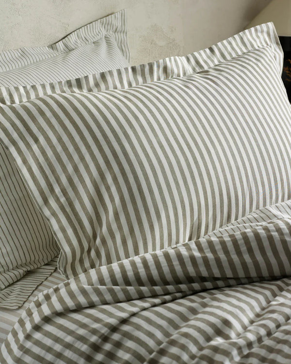 Hebden Stripe 100% Cotton Duvet Cover Set Mole  by Yard