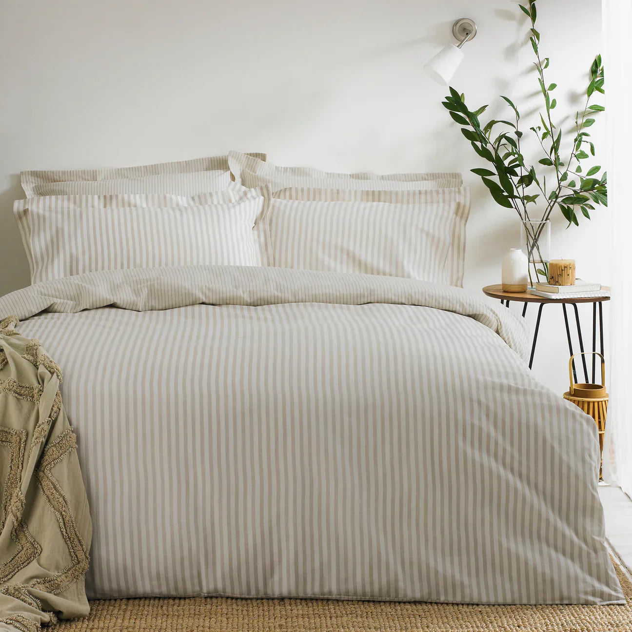 Yard (Riva Home) Duvet Cover set Hebden Stripe 100% Cotton Duvet Cover Set Natural  by Yard