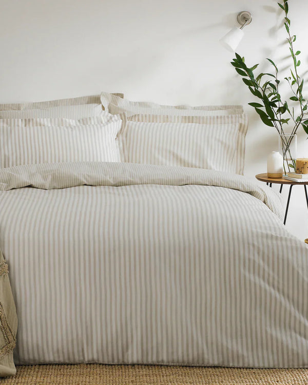 Hebden Stripe 100% Cotton Duvet Cover Set Natural  by Yard