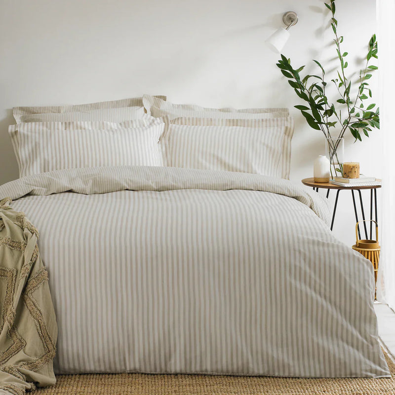 Hebden Stripe 100% Cotton Duvet Cover Set Natural  by Yard