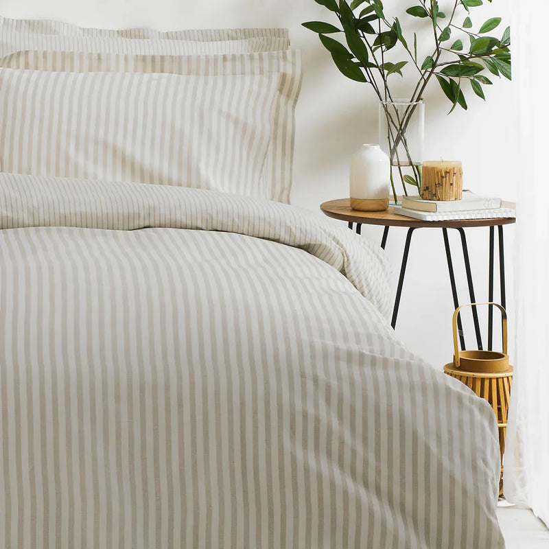 Hebden Stripe 100% Cotton Duvet Cover Set Natural  by Yard