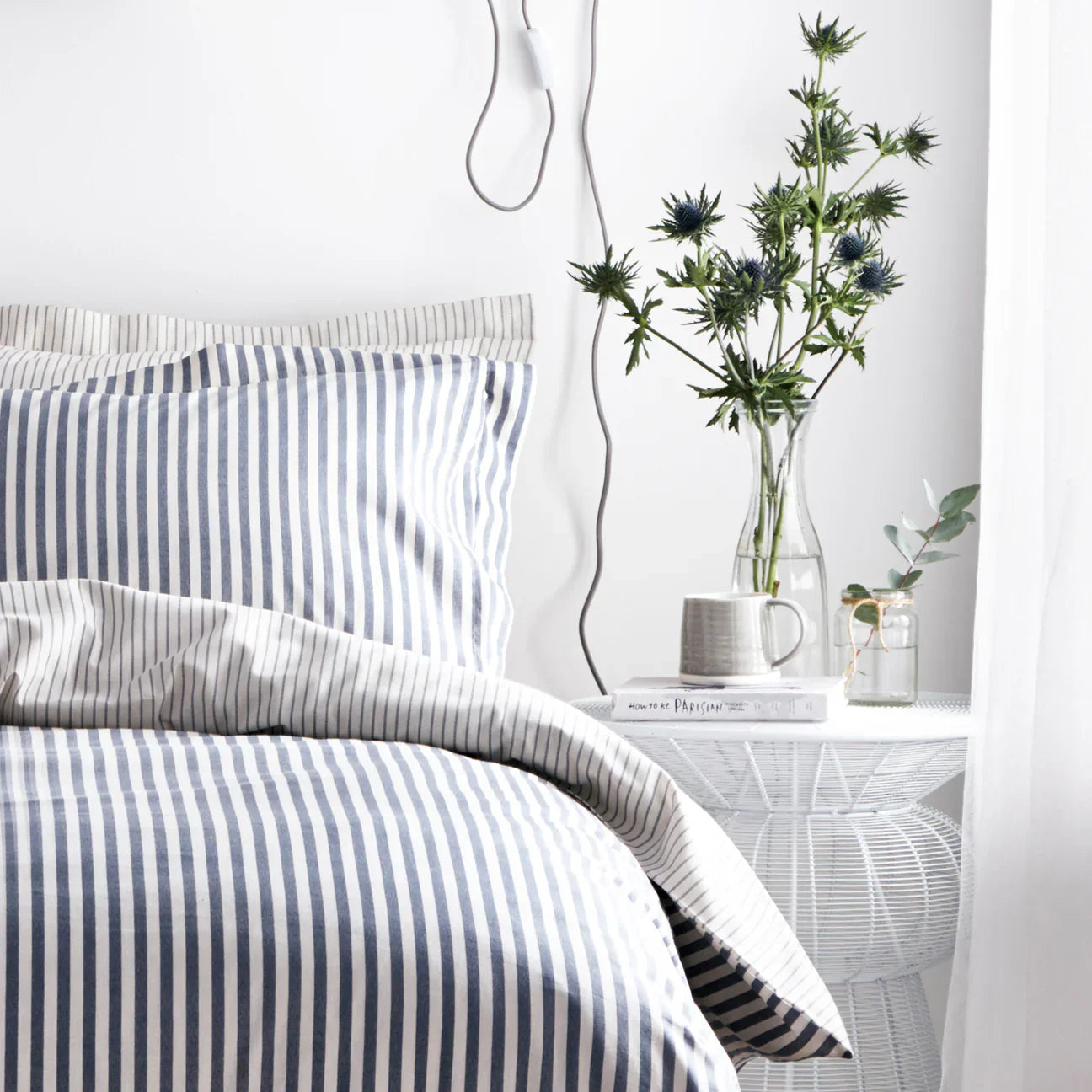 Yard (Riva Home) Duvet Cover set Hebden Stripe 100% Cotton Duvet Cover Set Navy  by Yard