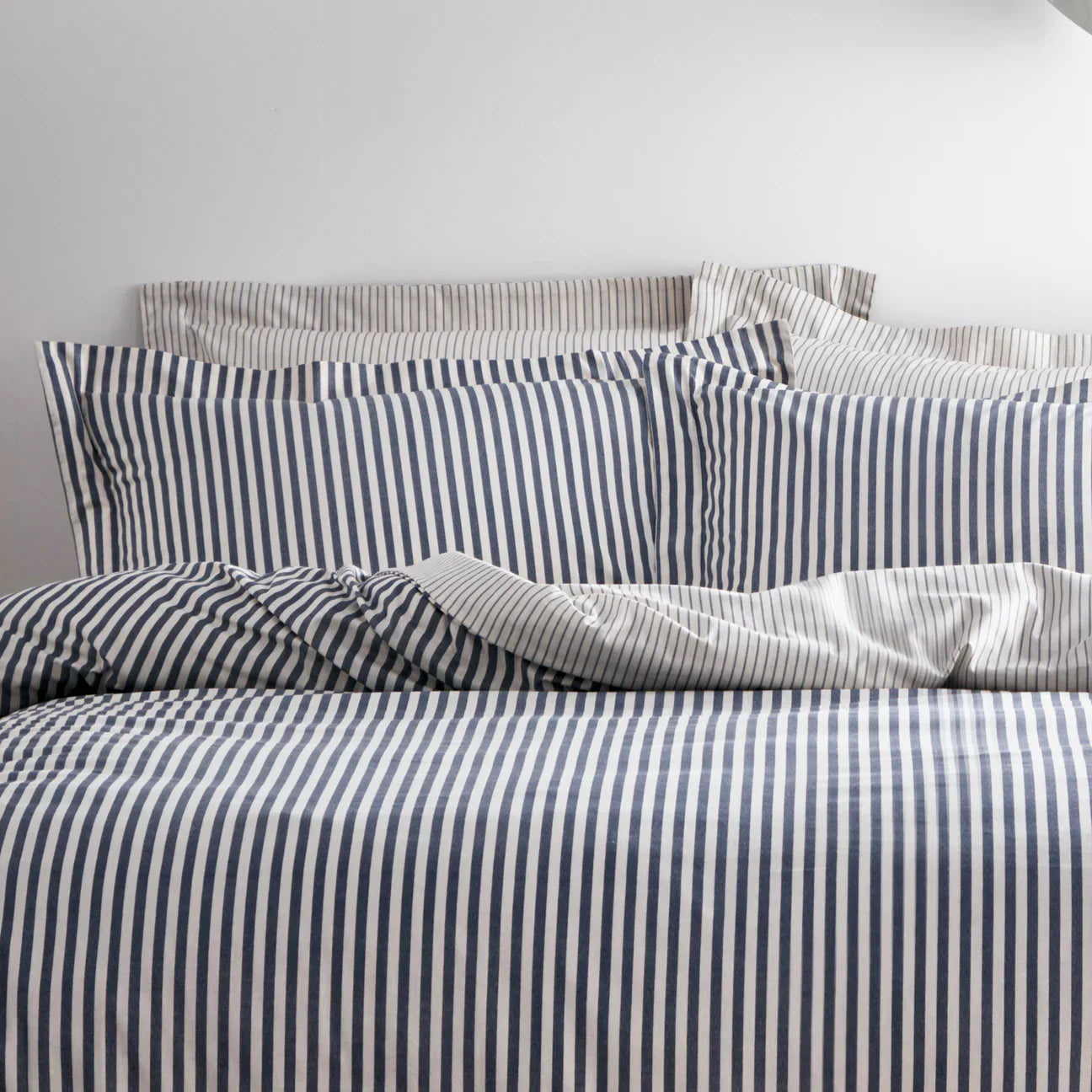 Yard (Riva Home) Duvet Cover set Hebden Stripe 100% Cotton Duvet Cover Set Navy  by Yard