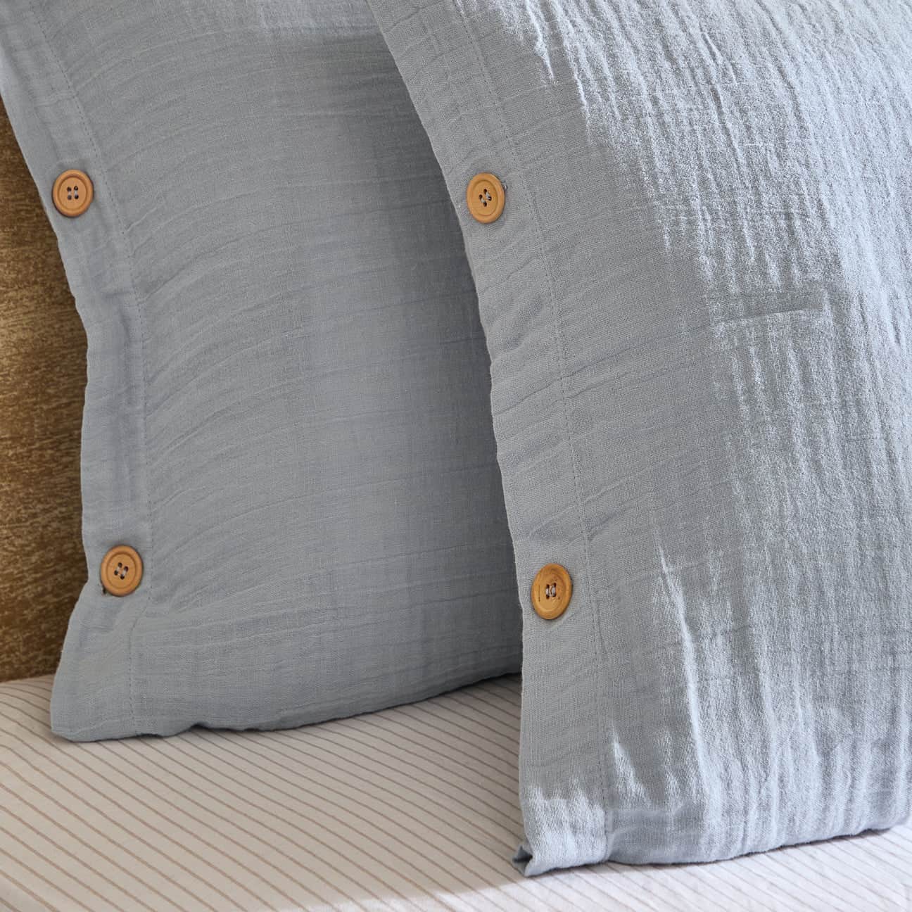 Yard (Riva Home) Duvet Cover set Lark Muslin 100% Cotton Duvet Cover Set Mineral Blue by Yard