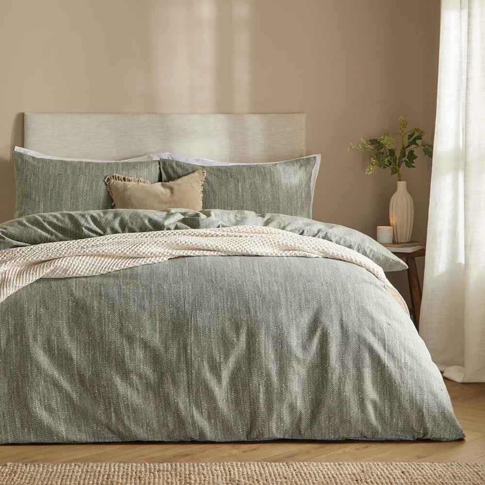 Yard (Riva Home) Duvet Cover set Olive / Single HARRIS BRUSHED COTTON DUVET COVER SET by Yard