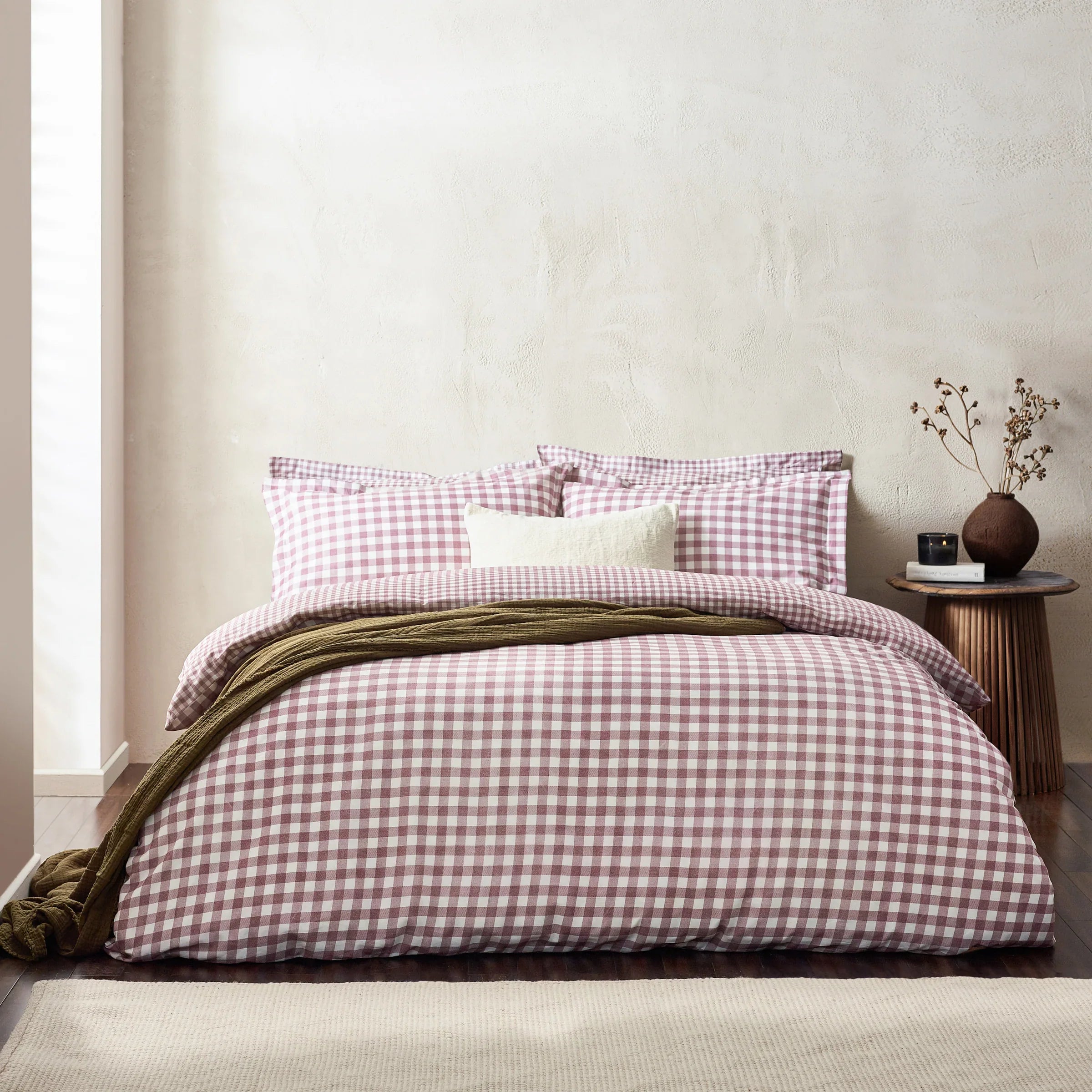Yard (Riva Home) Duvet Cover set Single / Berry BARTON GINGHAM CHECK DUVET COVER SET by Yard.