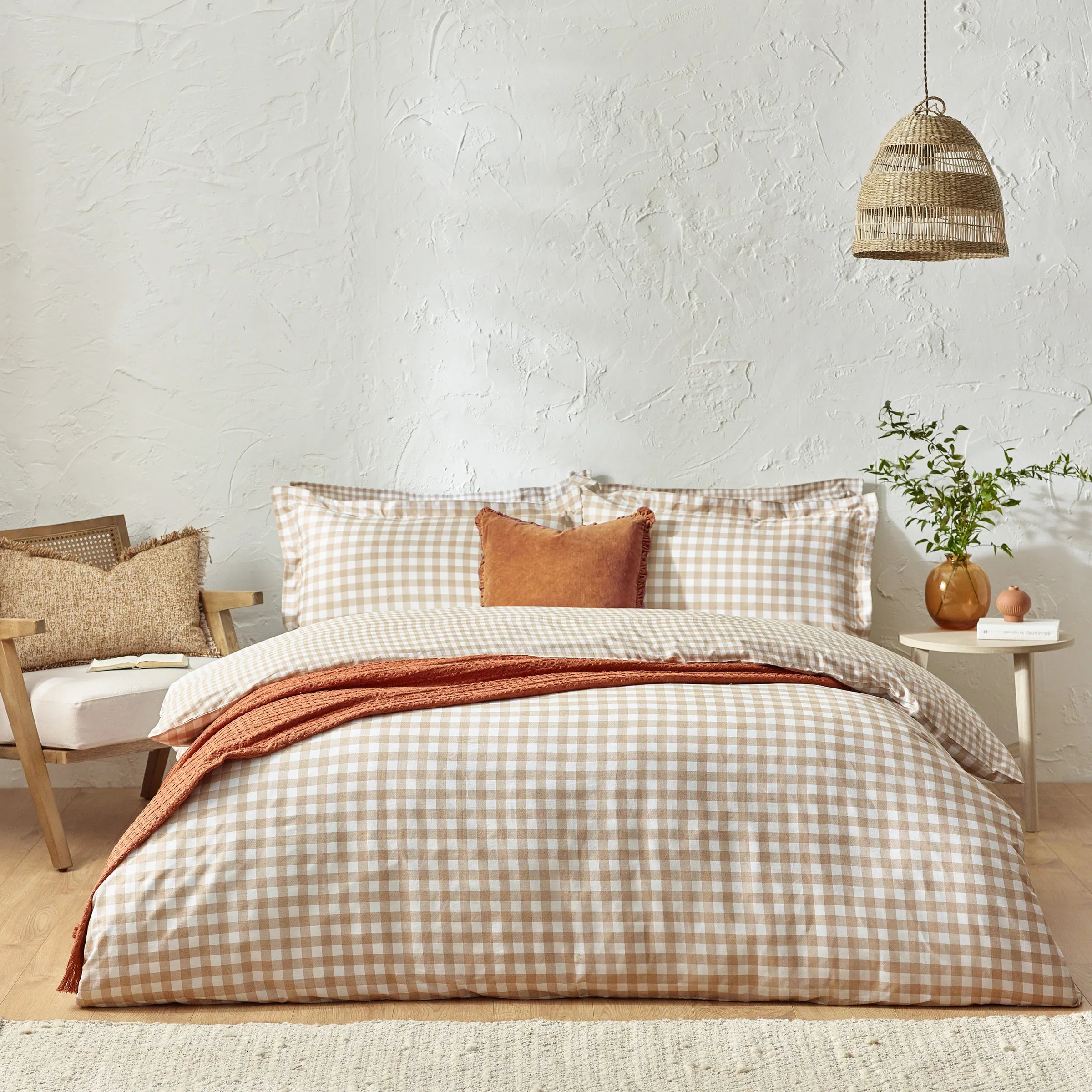 Yard (Riva Home) Duvet Cover set Single / Biscuit BARTON GINGHAM CHECK DUVET COVER SET by Yard.