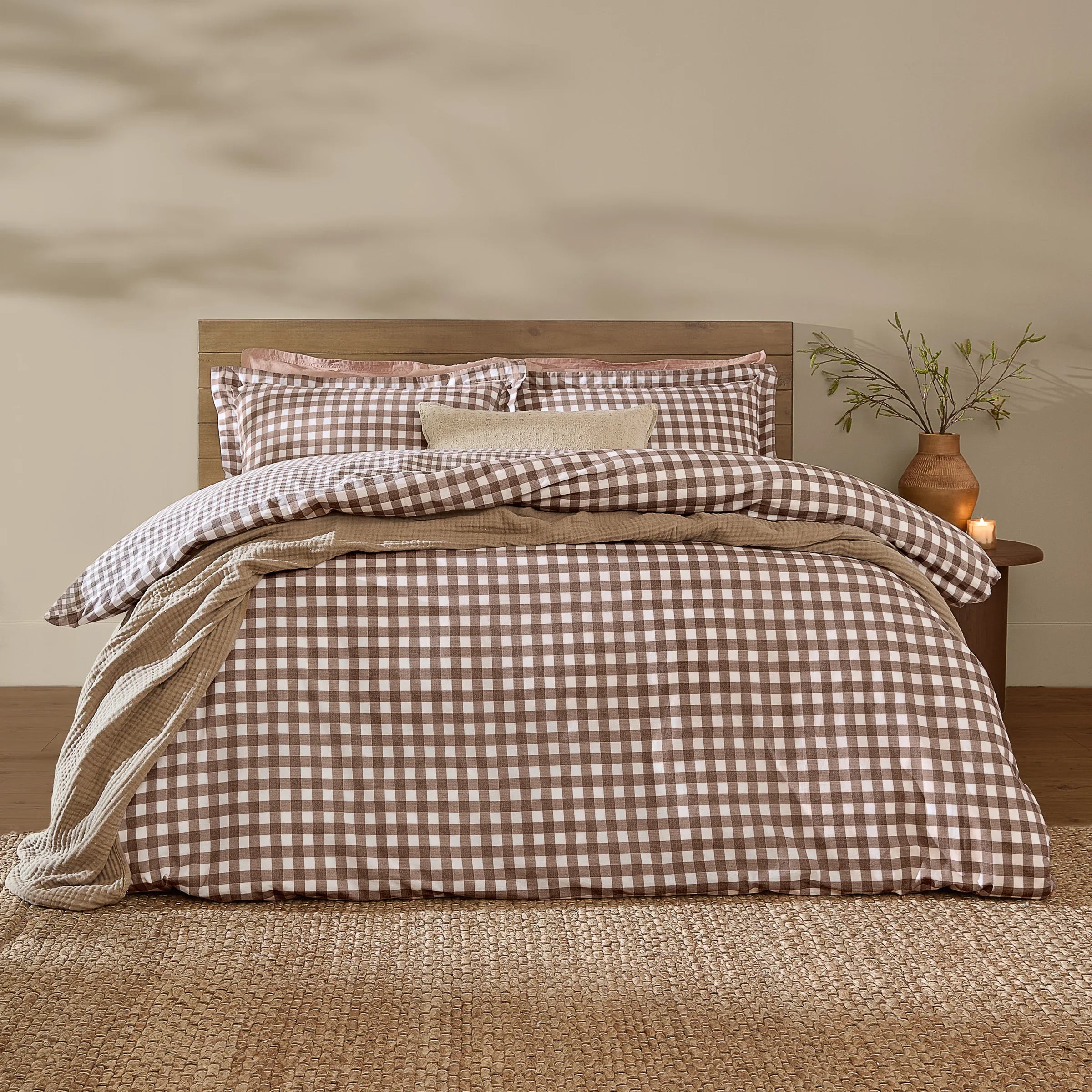 Yard (Riva Home) Duvet Cover set Single / Chocolate BARTON GINGHAM CHECK DUVET COVER SET by Yard.