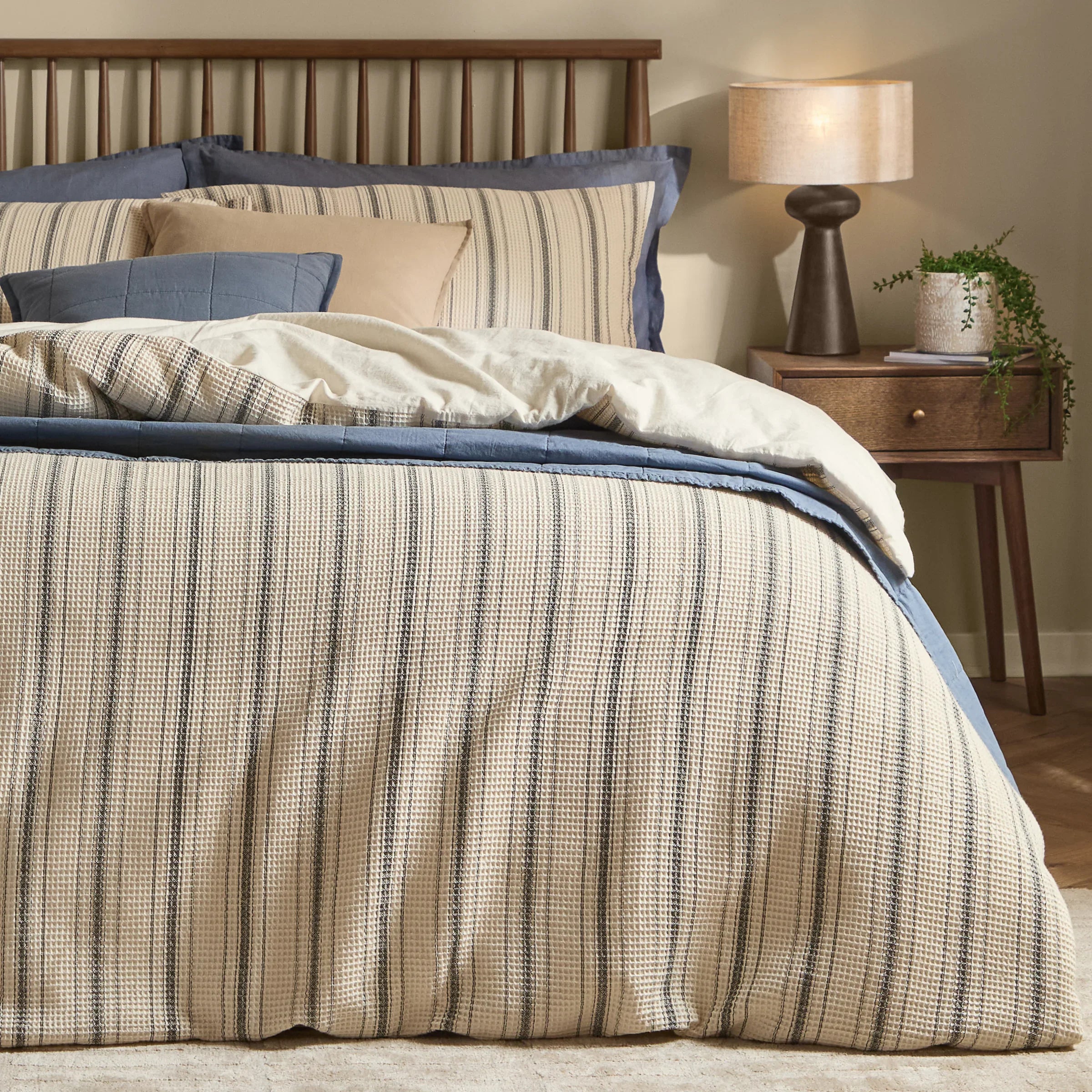 Yard (Riva Home) Duvet Cover set Single / Coal/Natural SELBY WAFFLE DUVET COVER SET by Yard