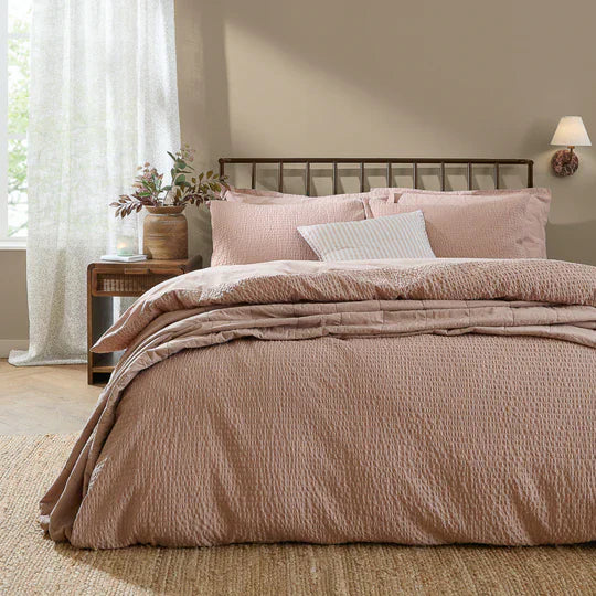 Yard (Riva Home) Duvet Cover set Single / Cotta HEBDEN RELAXED SEERSUCKER DUVET COVER SET by Yard