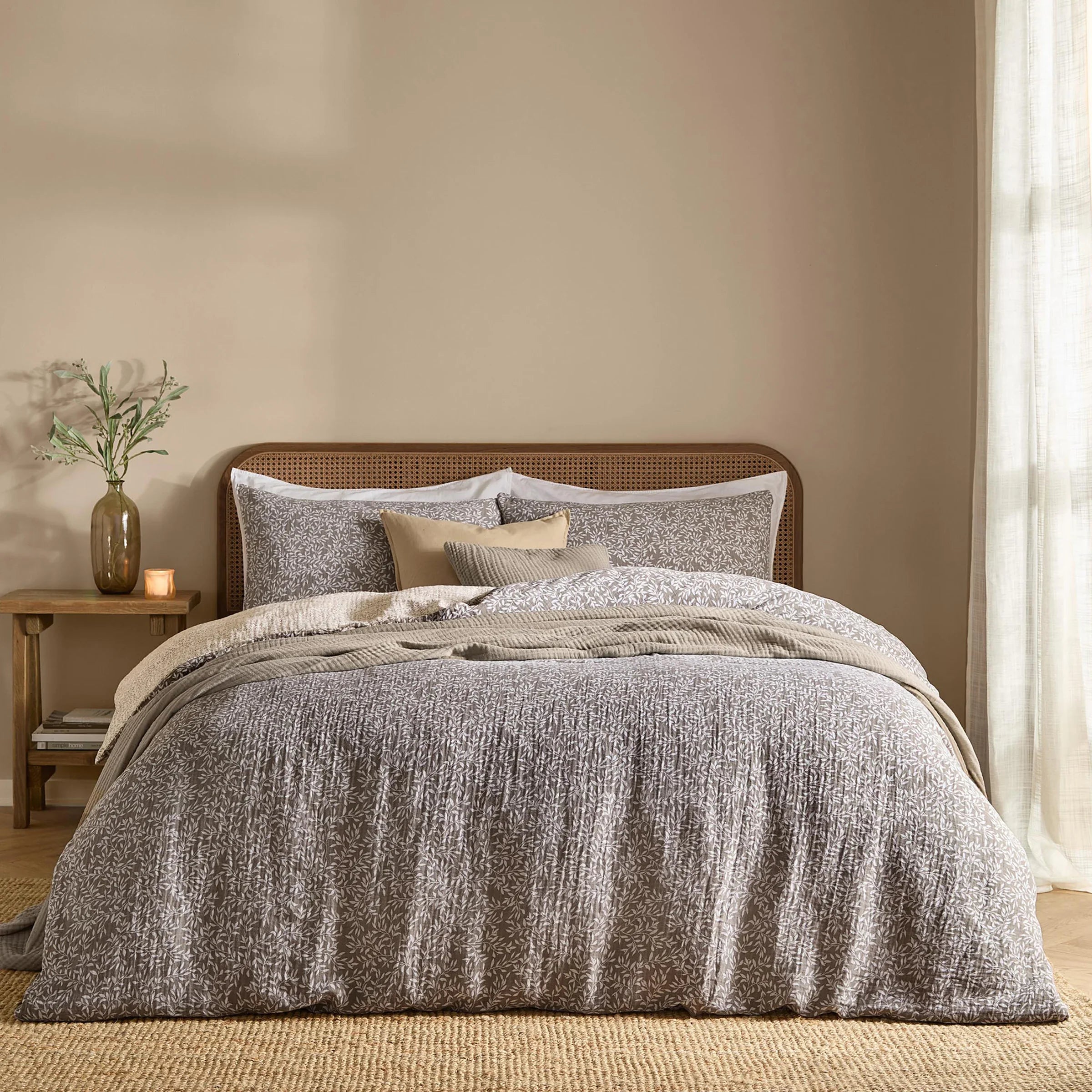 Yard (Riva Home) Duvet Cover set Single / Mole PERRIE LEAF MUSLIN 100% COTTON DUVET COVER SET by Yard