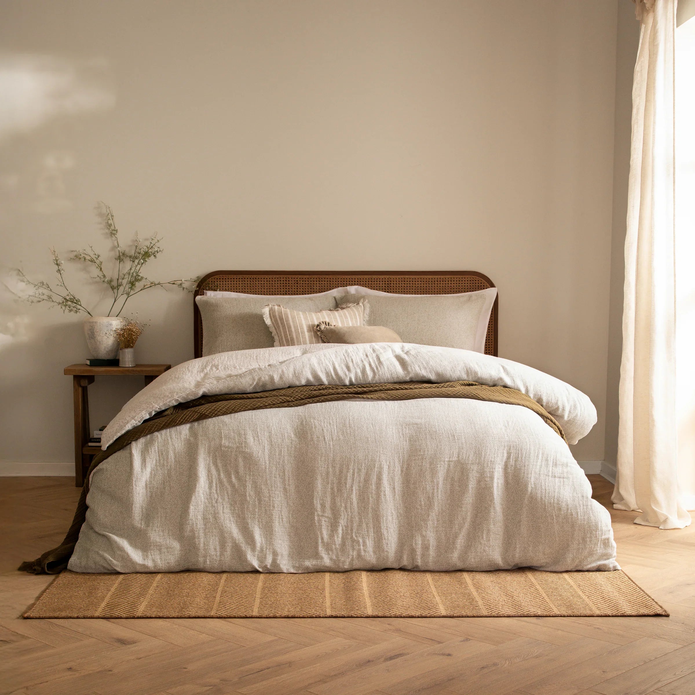 Yard (Riva Home) Duvet Cover set Single / Natural PERRIE LEAF MUSLIN 100% COTTON DUVET COVER SET by Yard