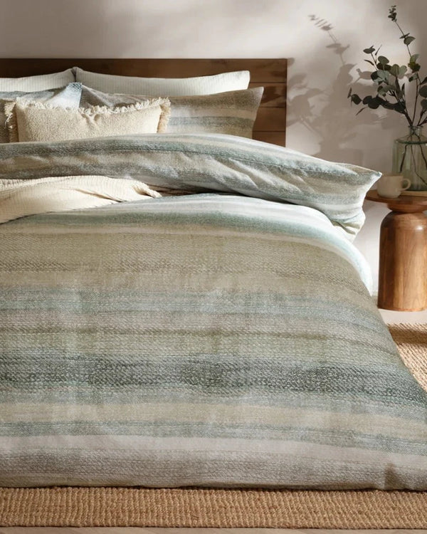 Swift Brushed Cotton Duvet Cover Set Eucalyptus by Yard